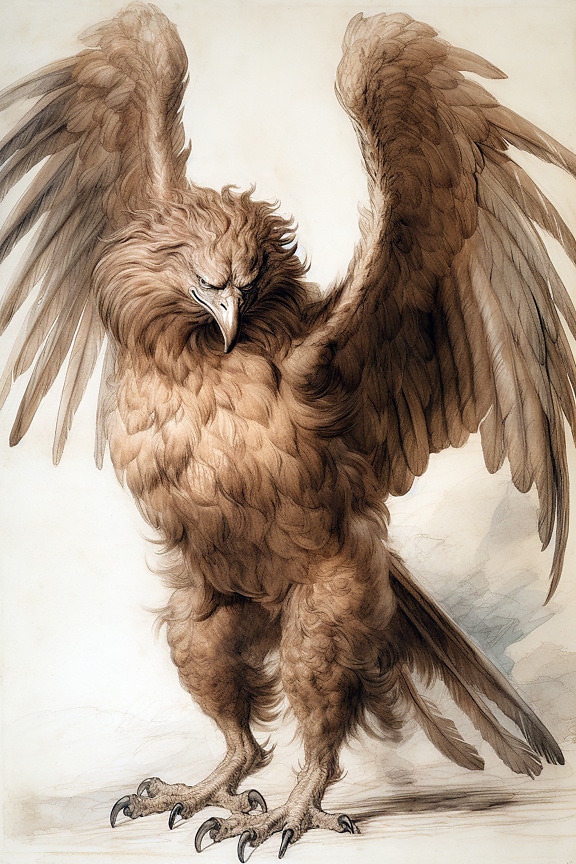Beautiful drawing illustration of light brown eagle