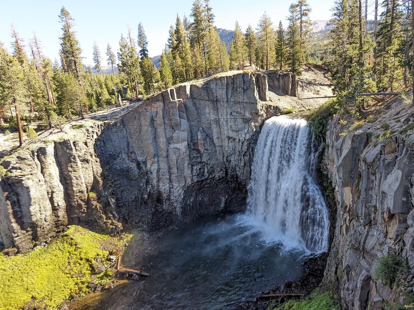 Rainbow waterfalls in Mammoth lakes California natural park