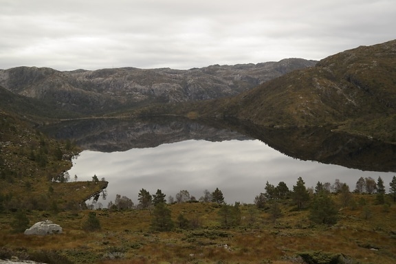 september, lakeside, Bergen, Natuurpark, hoogland, landschap, water