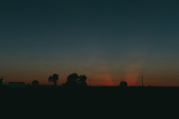 duisternis, schemering, silhouet, telefoon paal, zonsondergang, landschap, horizon