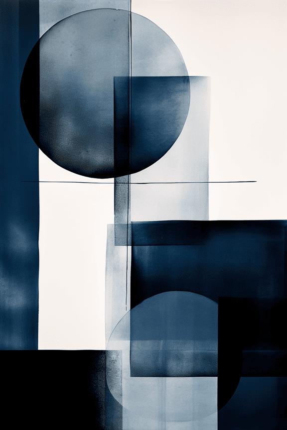 Dark blue graphic illustration geometric shapes artwork