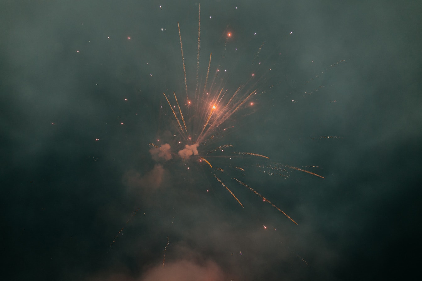 Pesta perayaan dengan kembang api di langit malam