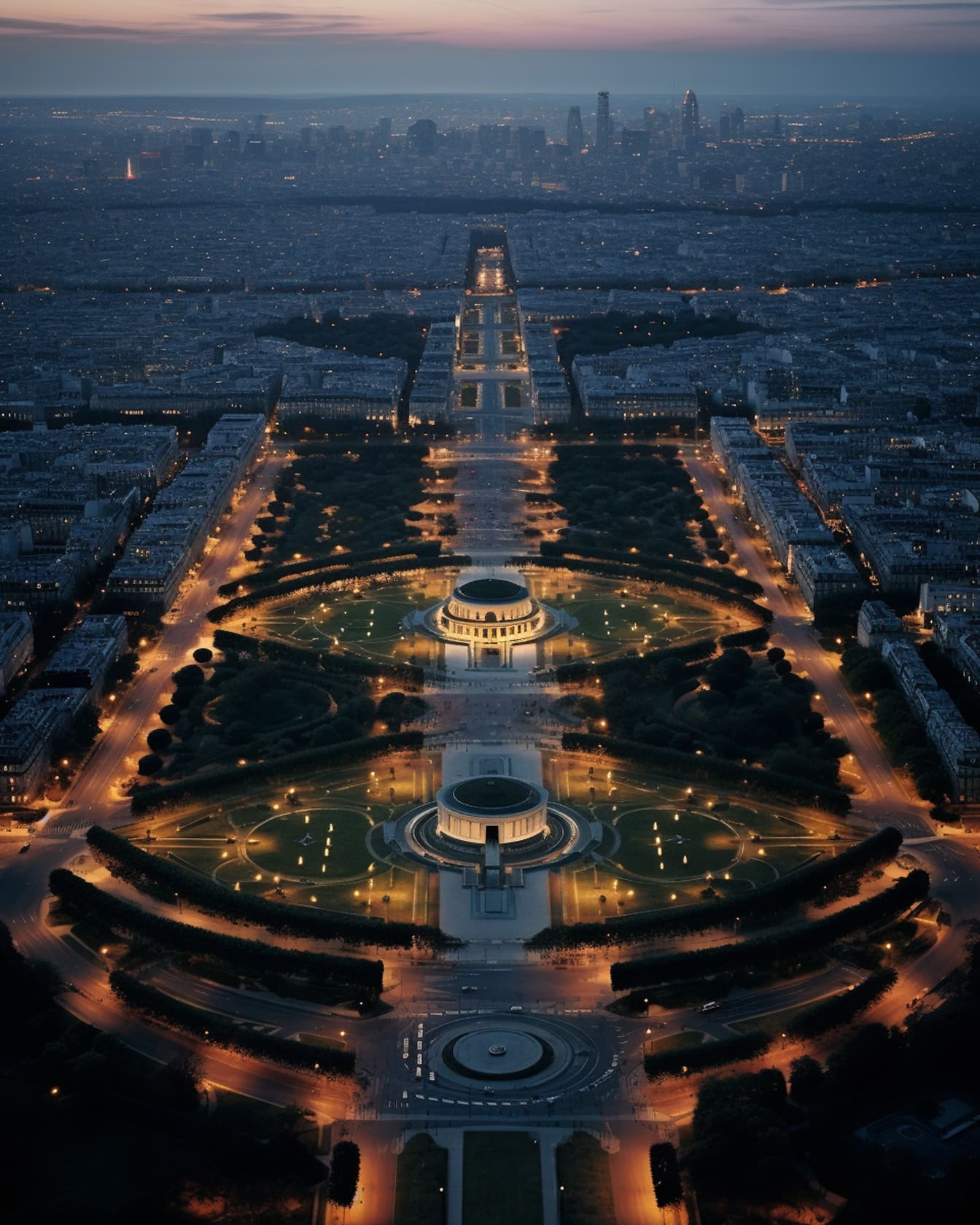 Metropolis centar grada pejzaž na sumrak zračne fotografije