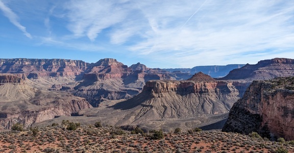 Majestic panorama of canyon in desert natural park from high land
