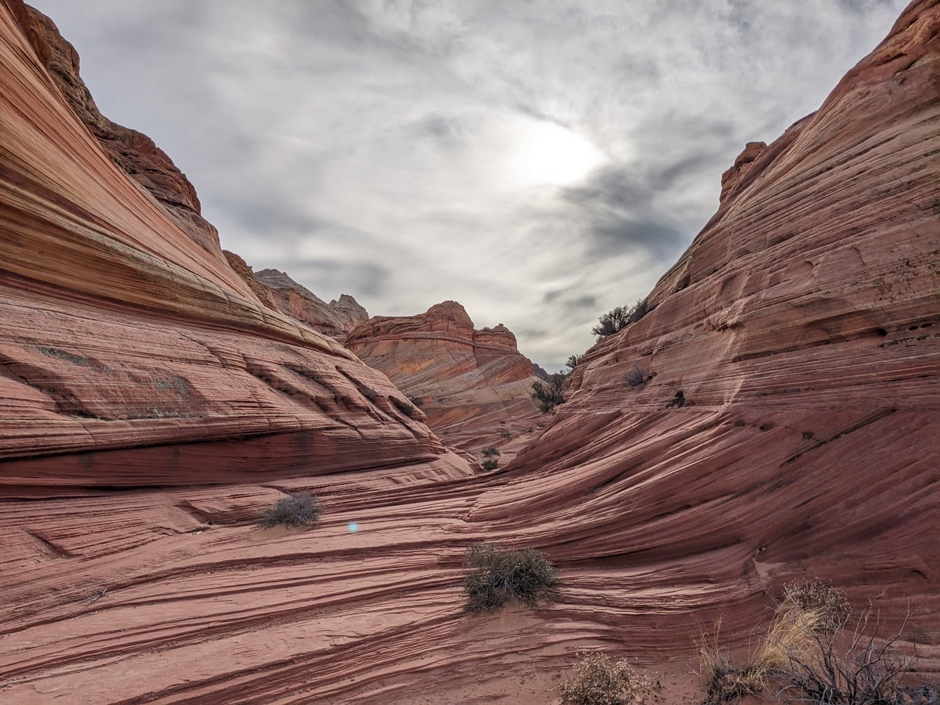 Сліди ерозії на скелях з пісковика в каньйоні в природному парку Седона, штат Арізона