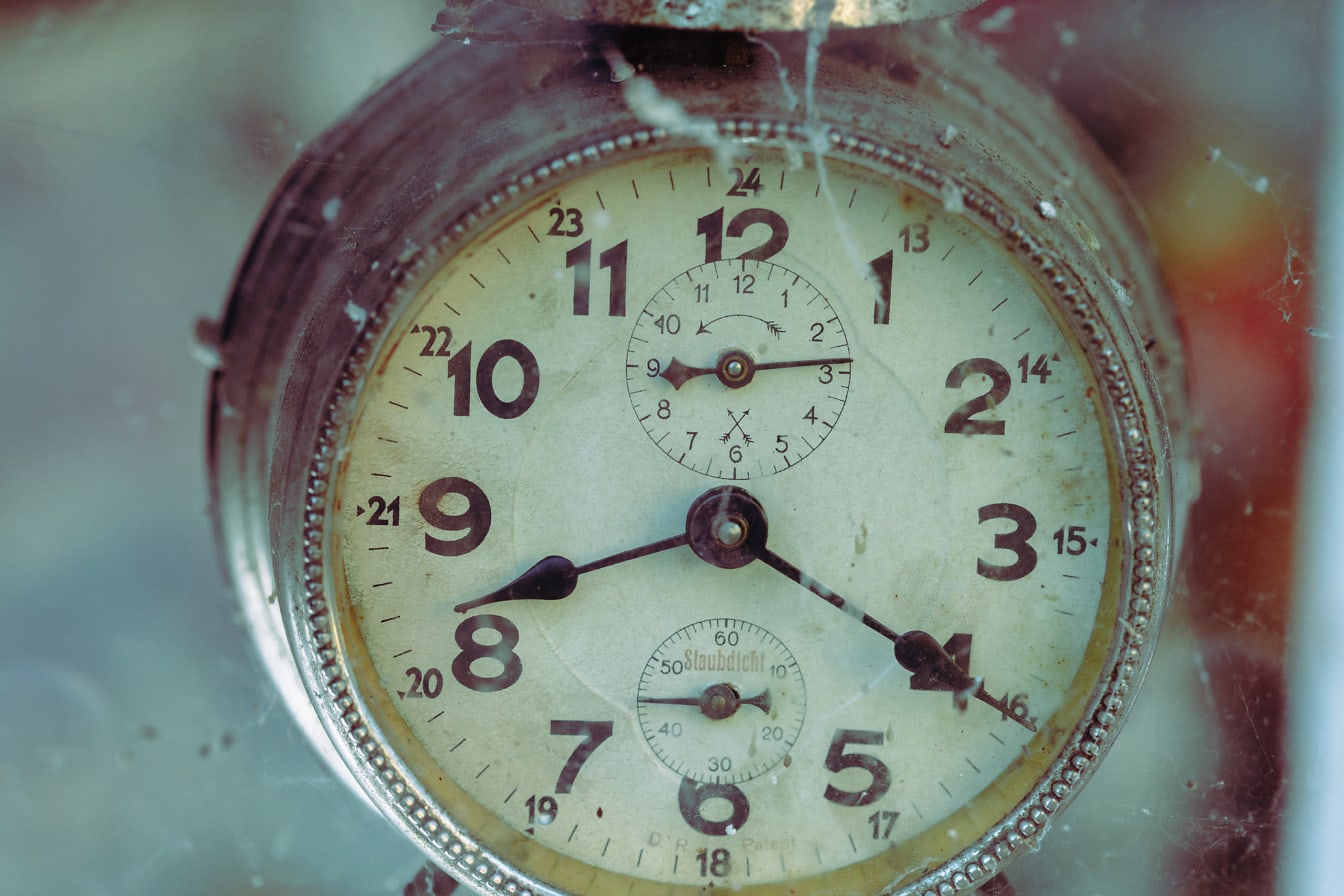 Antik analog klocka (Staubdicht) tysk klocka väckarklocka
