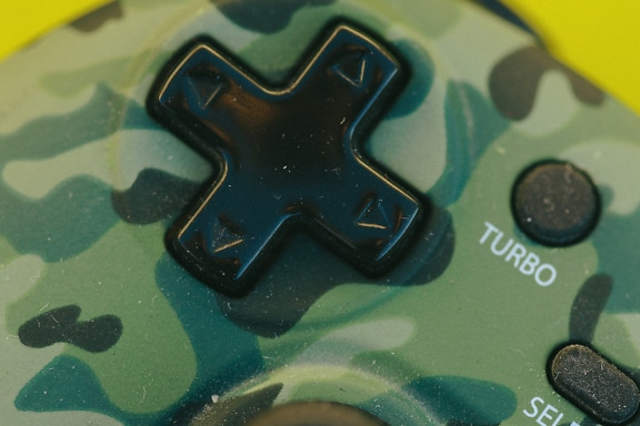 Botões de plástico preto do controlador do jogo fechar foto
