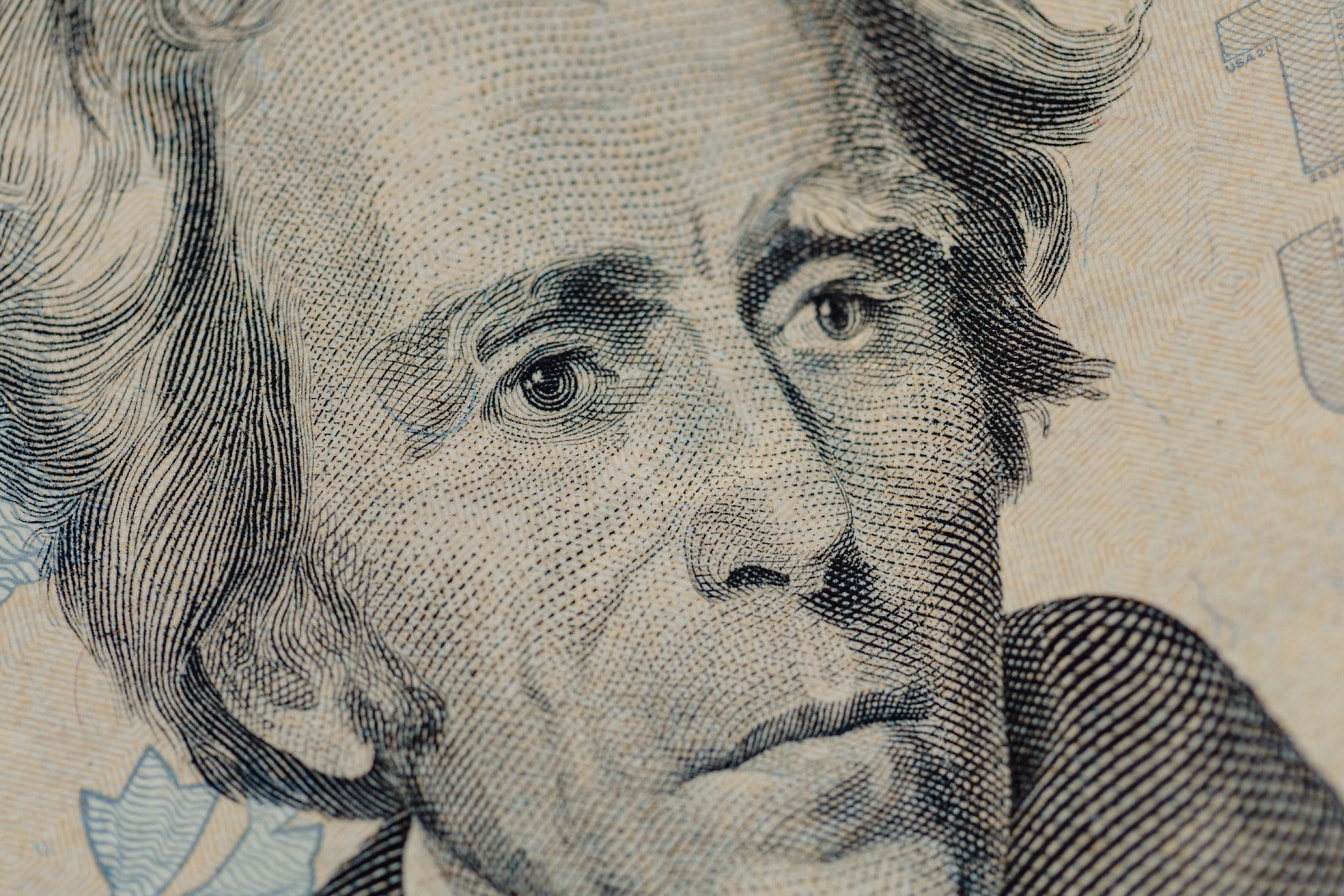 Presidente Andrew Jackson em nota de 20 dólares ($20)