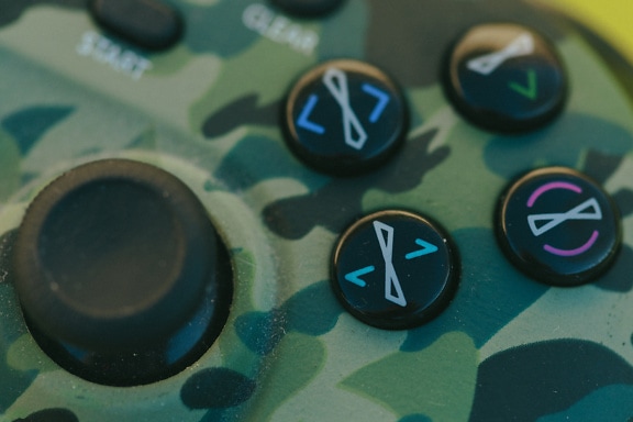 Close up of a game controller buttons