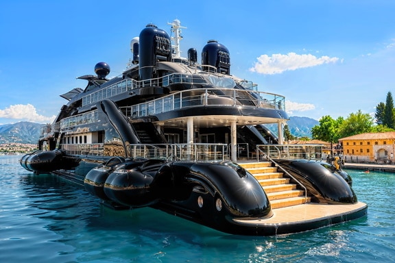 Large luxury yacht on water in Croatia