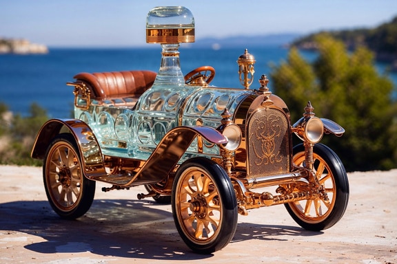 Rumový karafa v tvare starého auta