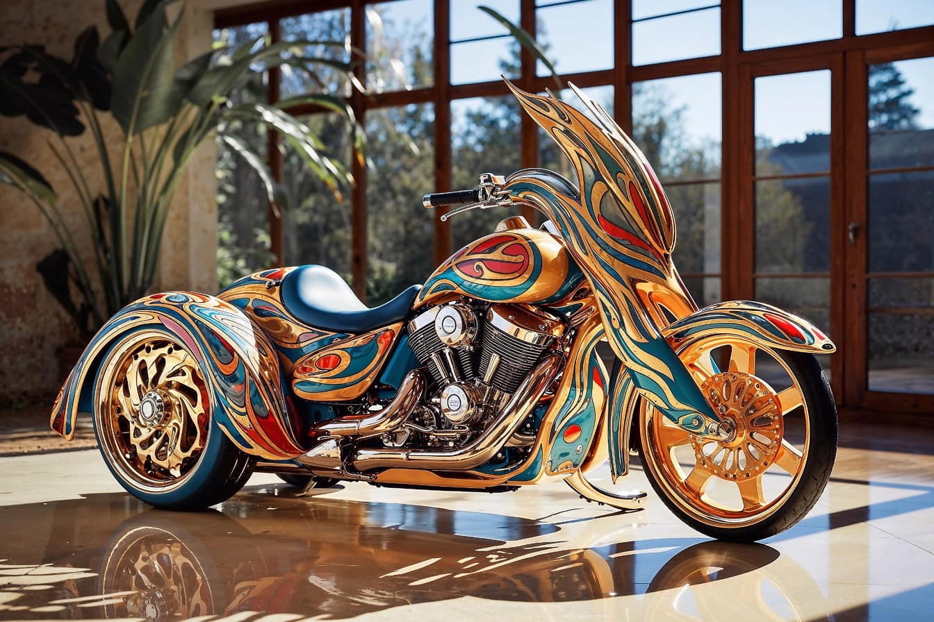 Motocicleta decorativa de três rodas