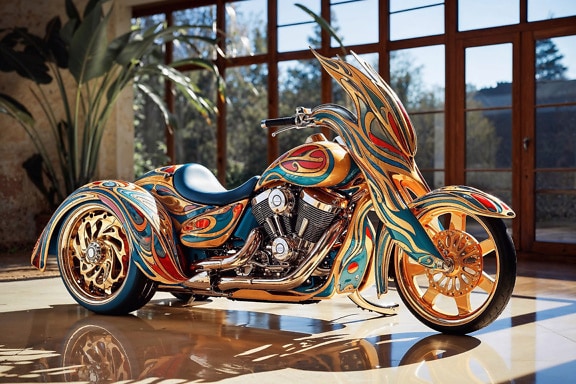 Motocicleta decorativa de tres ruedas