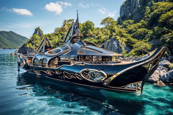 Concetto di una nave marittima di lusso sull’acqua del mare Adriatico