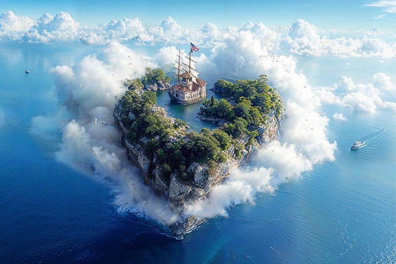 Mali otok u obliku srca usred oceana