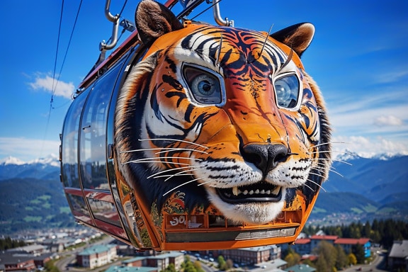 Gondola with a tiger face on front