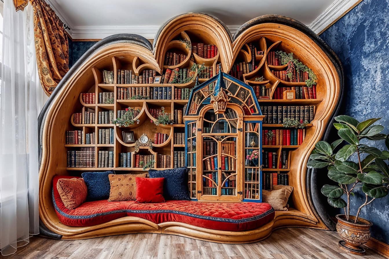 Biblioteca ou um agradável cantinho de leitura