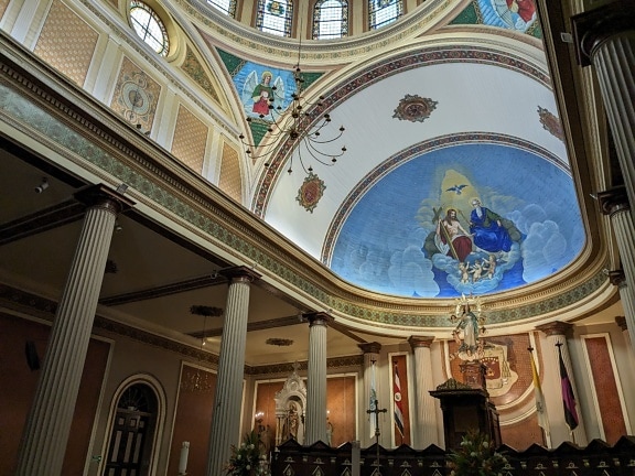 Metropolitan Cathedral of San José with a fresco on dome ceiling