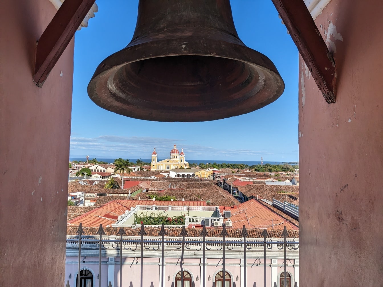 Panorama of Grenada city in Nicaragua from the bell tower