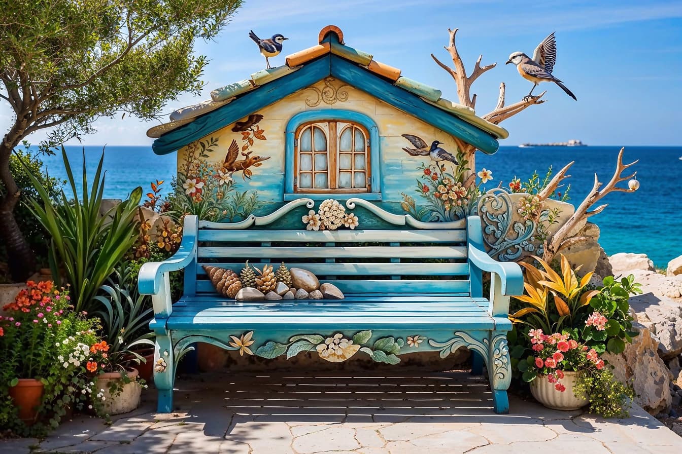 Odpočinok na jedinečnej lavičke na pláži v Chorvátsku