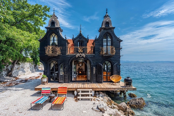 Tourist house in baroque style on Croatia beach