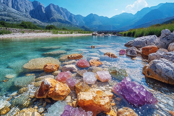 De rivier van het kristal in het Dinarische gebergte