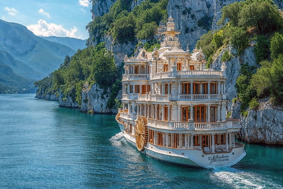 Hotel on ship tourist attraction along the coast in Croatia