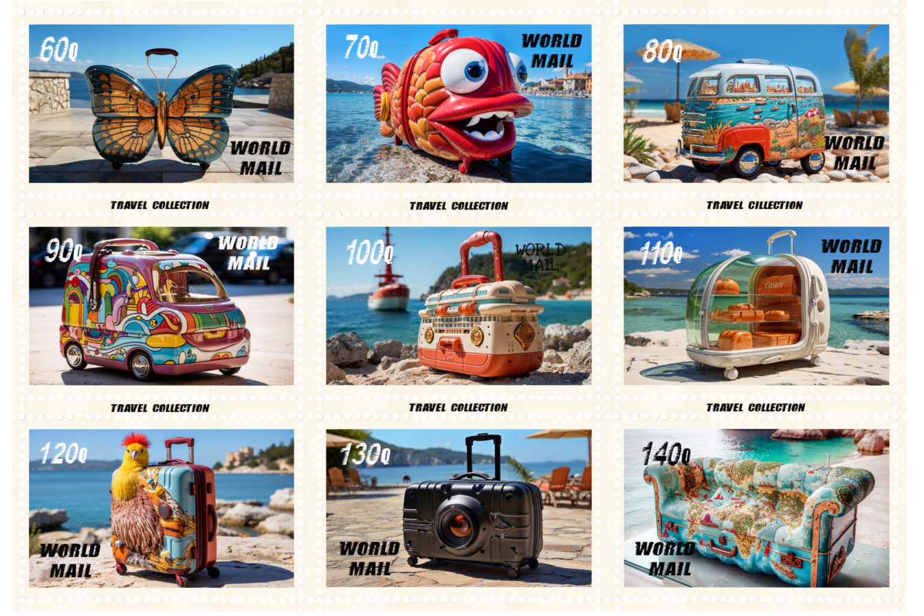 Kolaż znaczków pocztowych