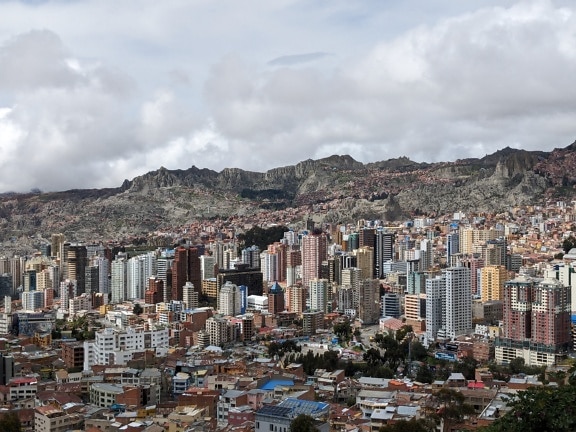 Panoramic view of modern metropolis in Bolivia
