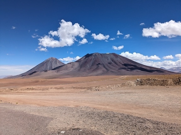 Atacama desert the driest place in the world with volcano on the border between Bolivia and Chile
