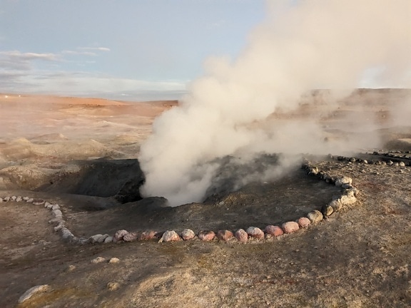 Hot steam coming out of a geysers