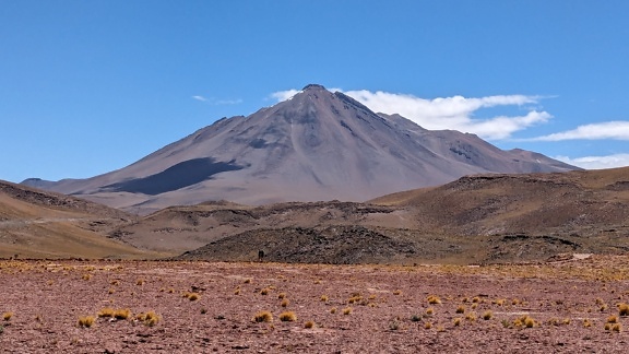 Планина в далечината в боливийската суха пустиня