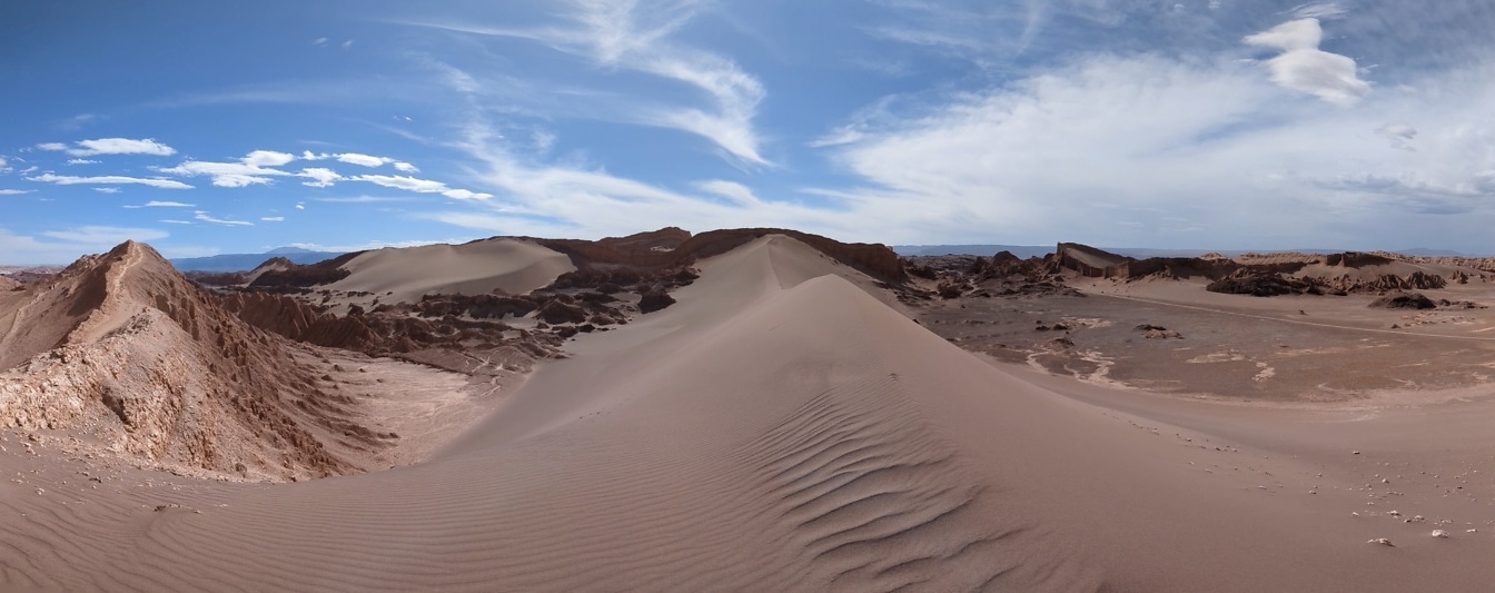 Sand dune in the Atacama desert in place known as valley of the Moon