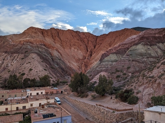 Purmamarca town in Jujuy in Argentina in valley of Andes mountains