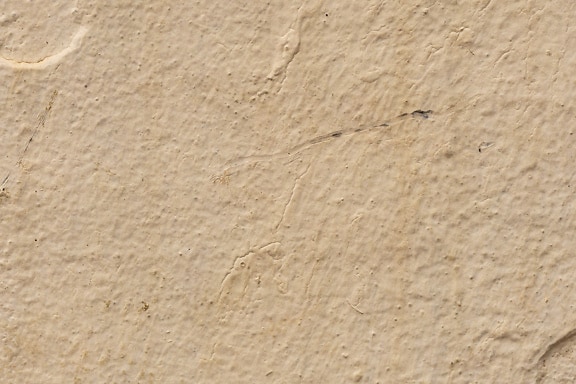 거친 표면이 있는 벽에 오래 된 베이지색 석회 페인트