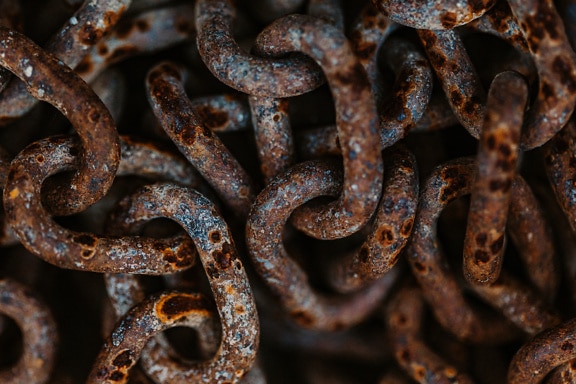 Close-up texture of a rusty old chains