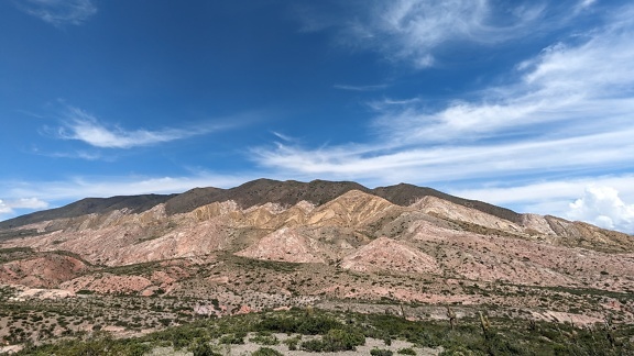 Los Cardones national park in Salta province in Argentina with desert mountains