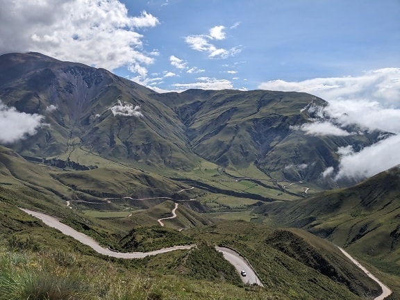 Road going through a green valley in Salta in northwest Argentina
