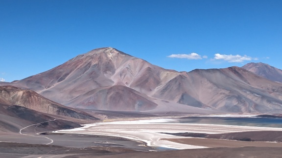 Laguna Verde and Laguna Negra with mountain range and volcano Pissis in the background