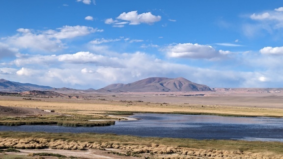 Water in a desert plateu in national reserve of Argentina