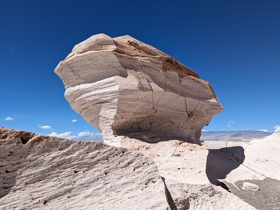Rocky formation of large sedimentary pumice stone in desert