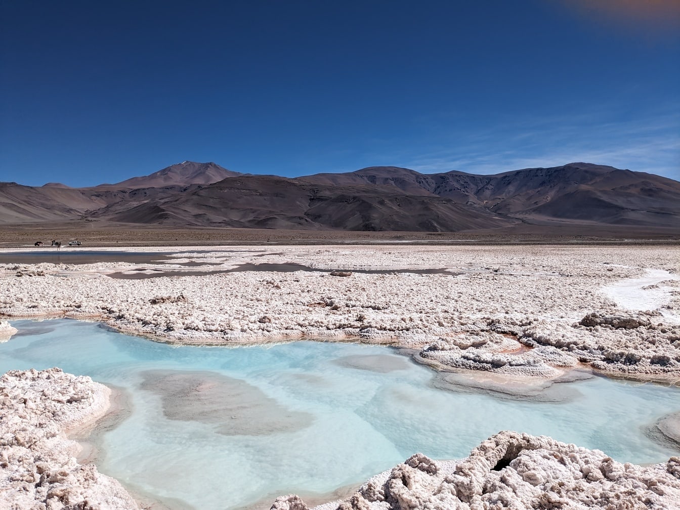 Majestic desert oasis a salt plateu in Catamarca desert in Andes mountains in northern Argentina and Chile