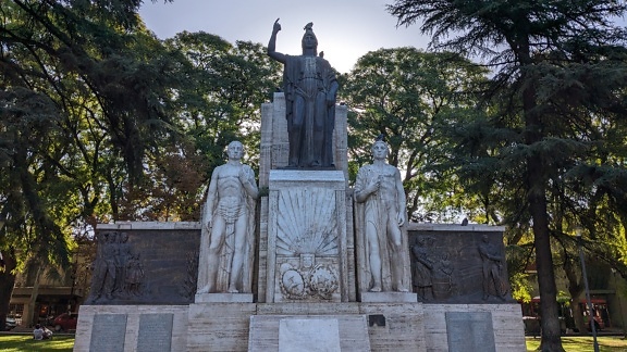 Monument of Romulus and Remus at Italy square in Mendoza town in Argentina