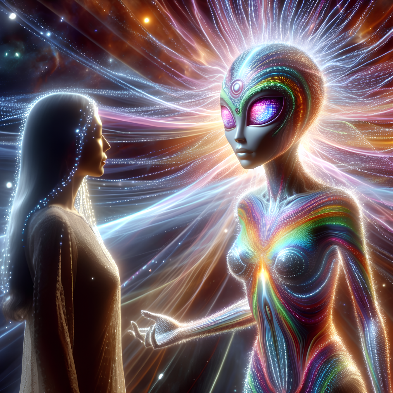Az asztrális energia spirituális földönkívüli átadása kvantumhipnózis segítségével egy idegenről egy emberre