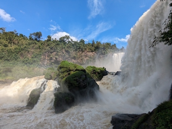 Waterfall in national park in Paraguay at place called the Saltos del Monday
