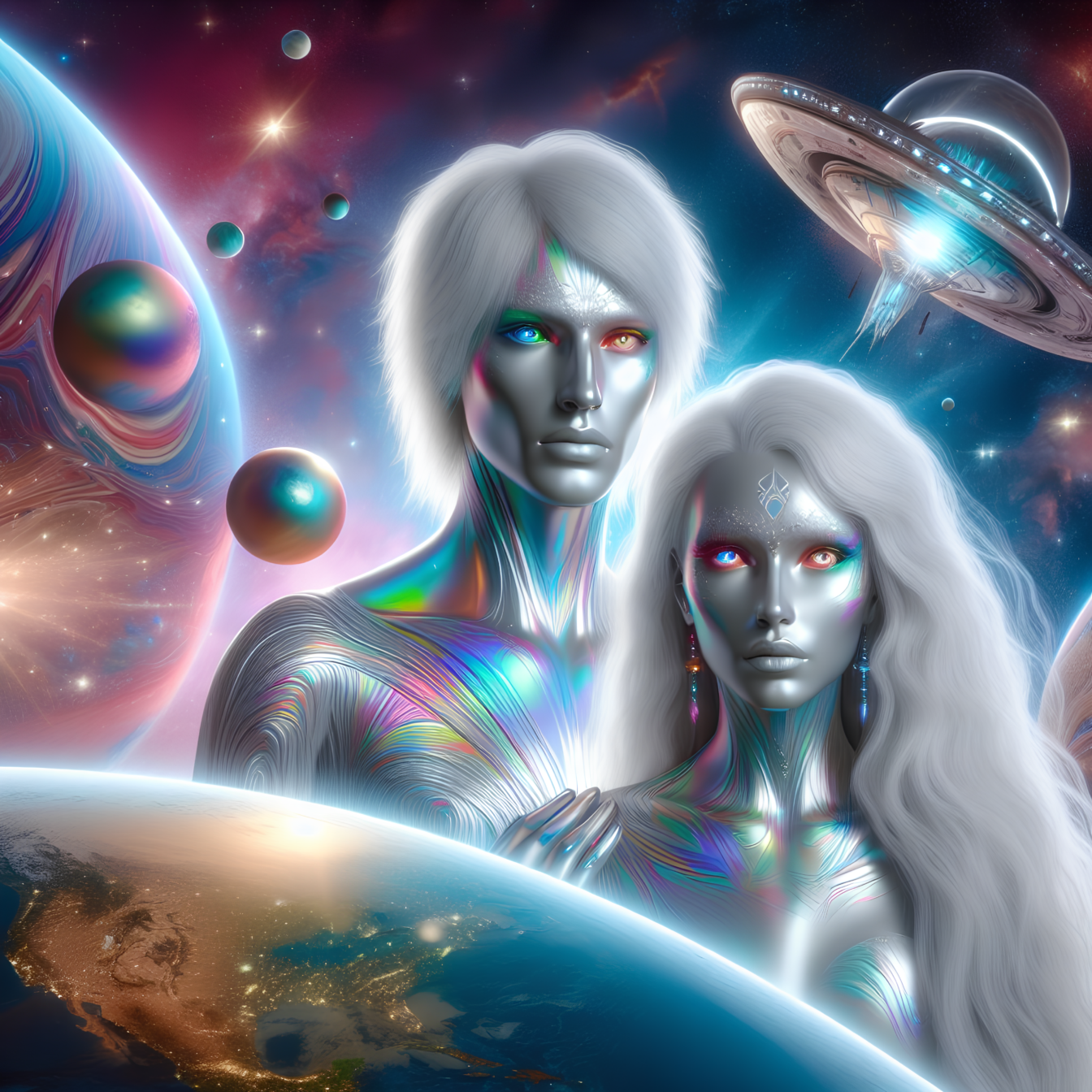 Grafik af mandlig og kvindelig humanoid med evnen til at forudsige fremtiden ved hjælp af astrologi