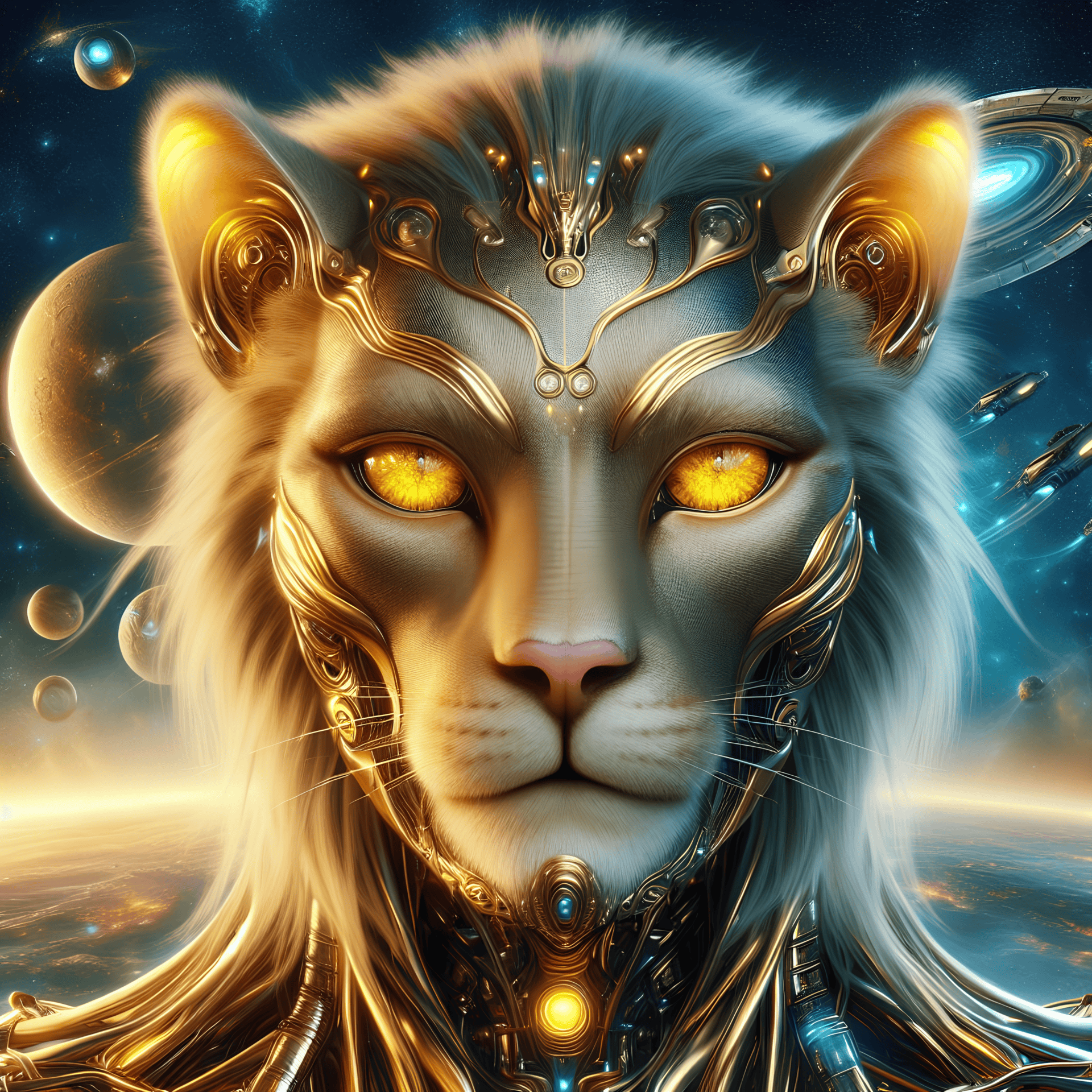 Free picture: Portrait of a golden deity, an extraterrestrial lion ...