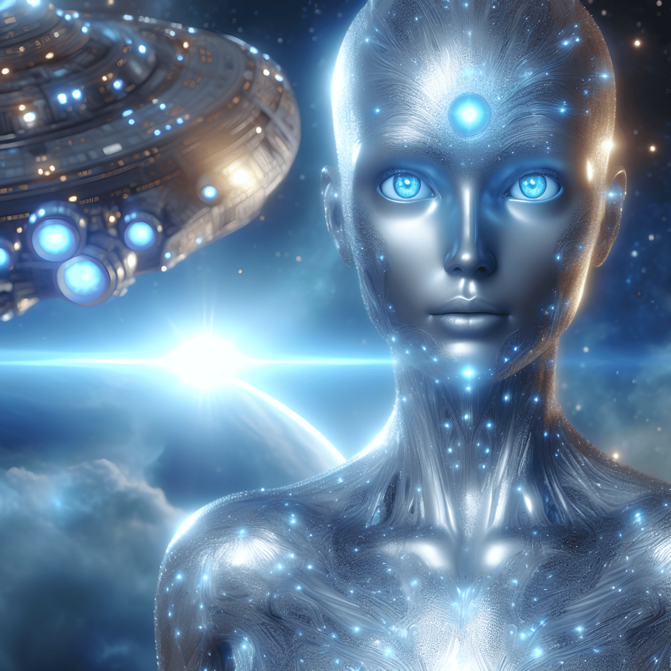 Een spiritueel mensachtig buitenaards wezen met het vermogen om te hypnotiseren en de geest te lezen met behulp van kwantumhypnose