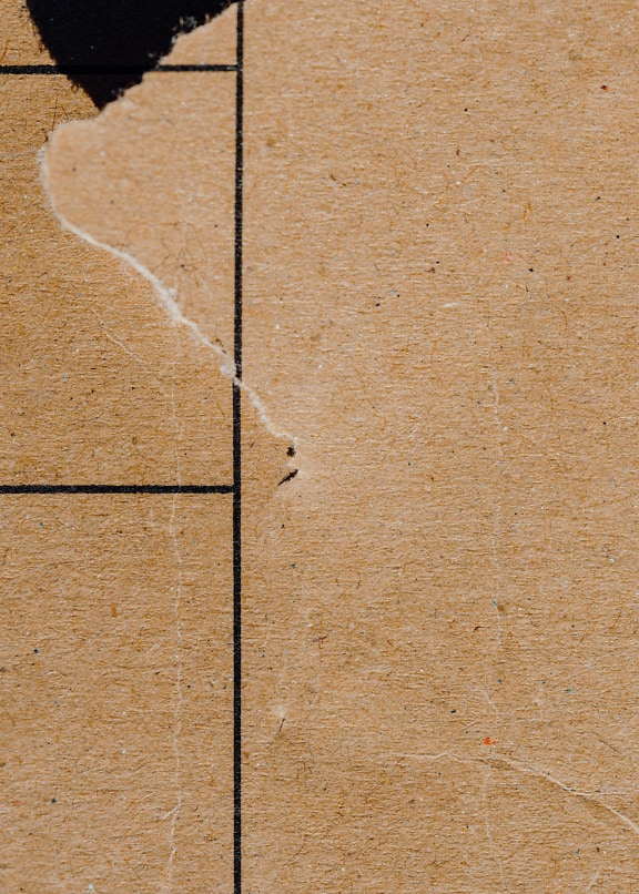 Texture d’un carton brun clair en gros plan avec des traces de taches d’eau