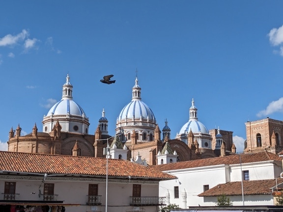 Domes of cathedral of the Immaculate Conception in Cuenca in Ecuador part of UNESCO world heritage site